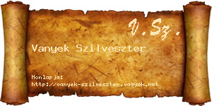 Vanyek Szilveszter névjegykártya